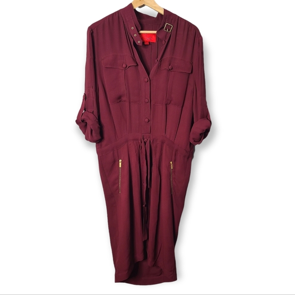 Zac Posen Z Spoke 100% Silk Button Front Buckle Shirt Dress - Picture 3 of 12